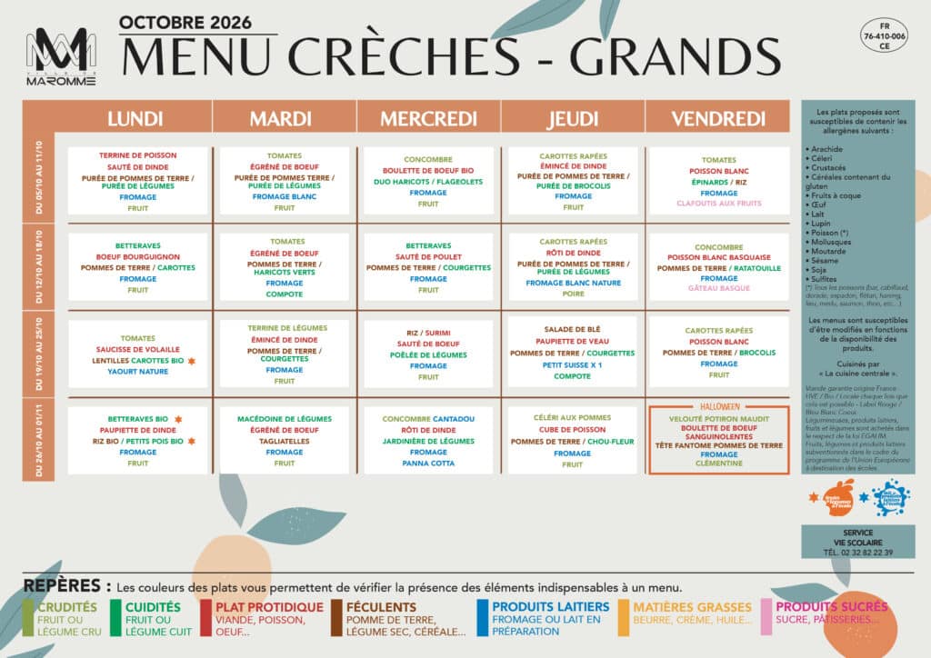 MenuCreche grands - OCTOBRE 2026