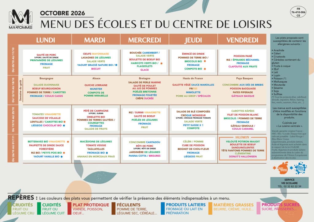 MenuEcole - OCTOBRE 2026
